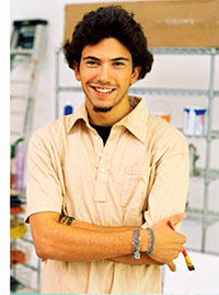 Artist holding a paint brush