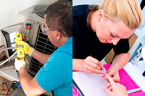 A HVAC reapairman working on a heal pump